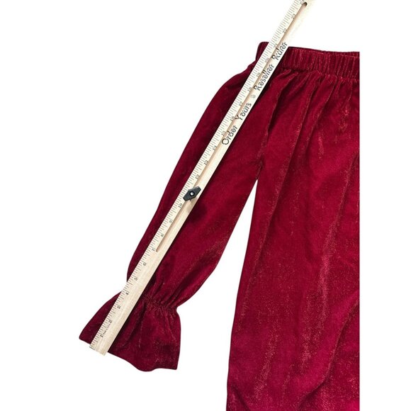 Gibson Latimer Shirt Womens Medium Red Velvet Off Shoulder Bell Sleeve Blouse - Picture 8 of 9